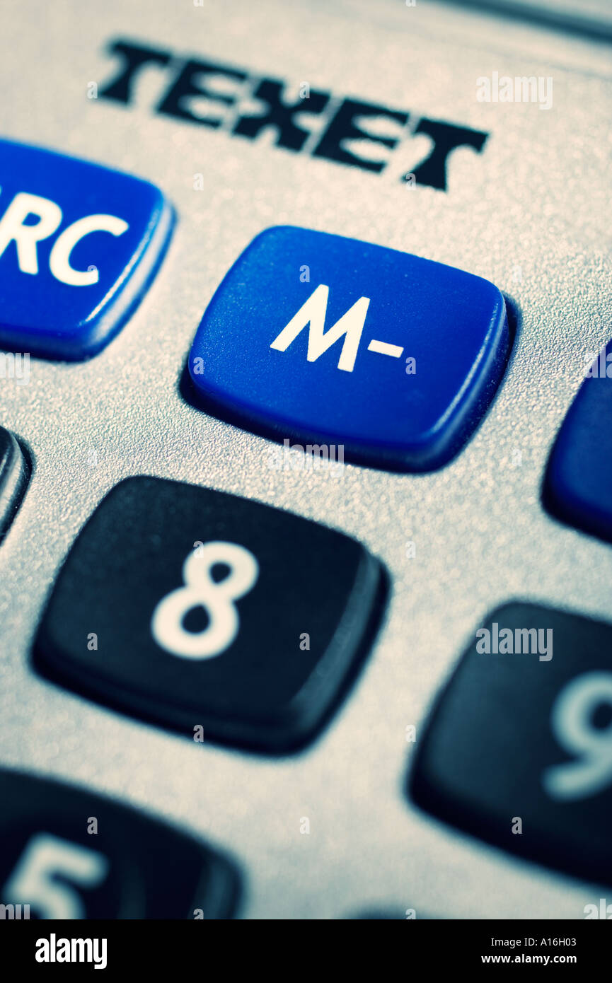 Clavier Calculatrice avec l'accent sur le bouton moins de mémoire Banque D'Images