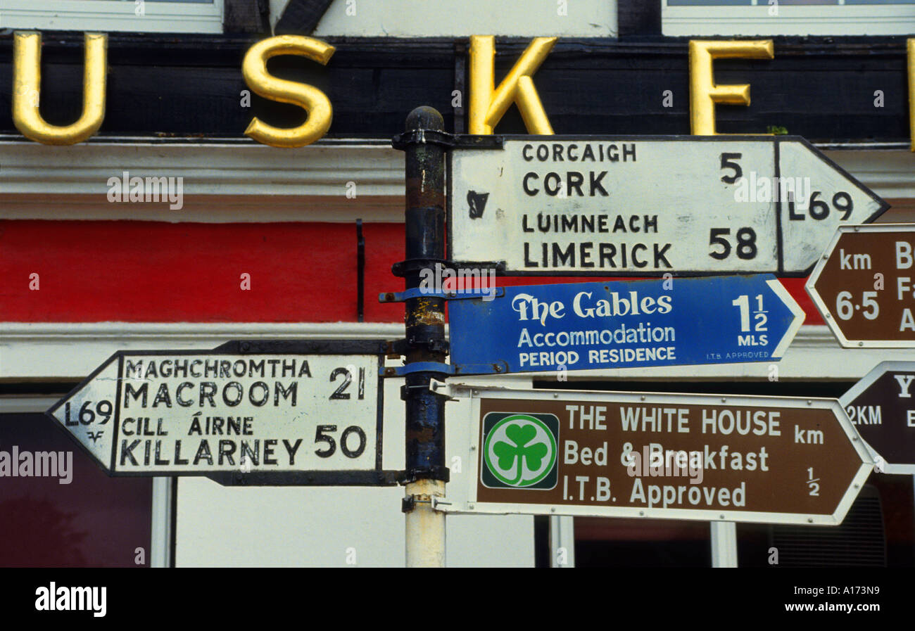 Klilarney Limerick Irlande Cork traffic Sign Banque D'Images
