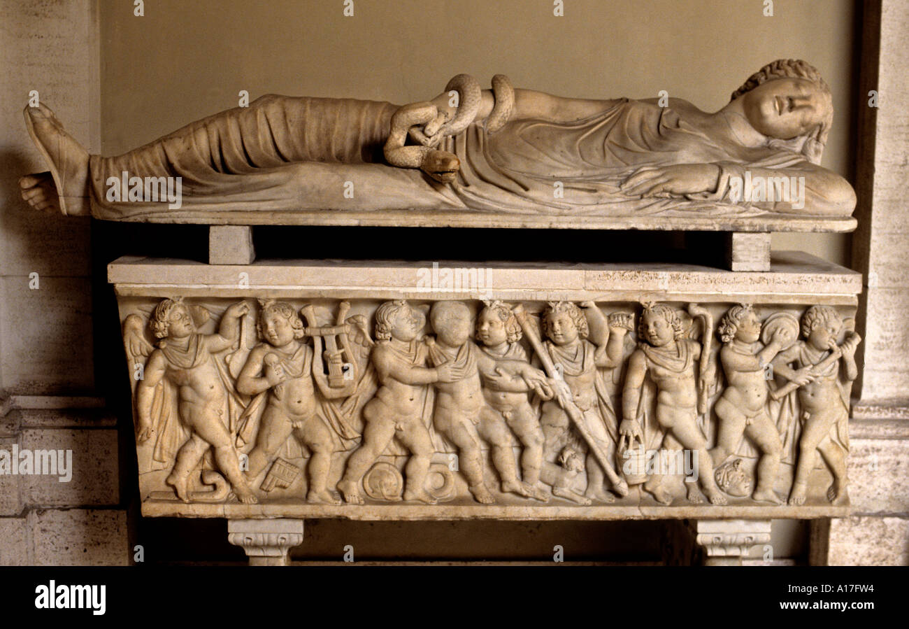 Sarcophage Romain Rome Italie Musée italien Banque D'Images