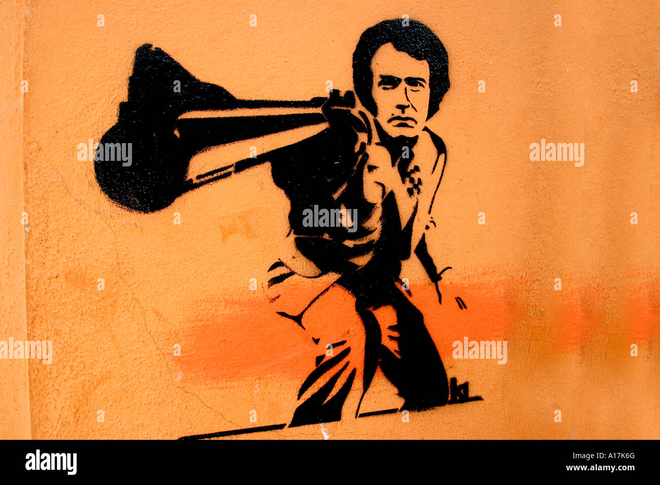 Dirty Harry, Stencil Art Graffiti Banque D'Images