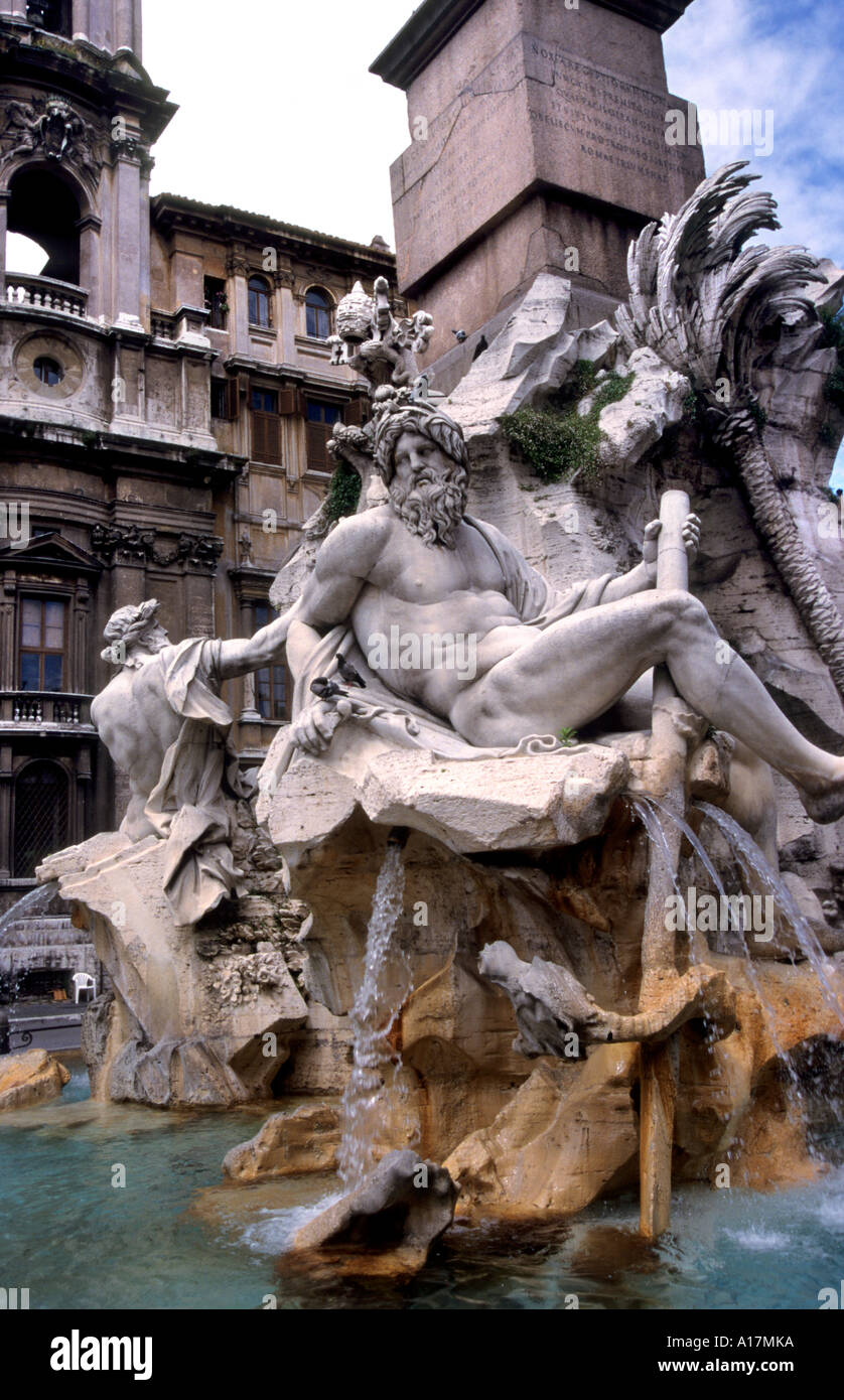 Piazza Navona Rome Italie Bernini carrés Jardins Musicaux Banque D'Images