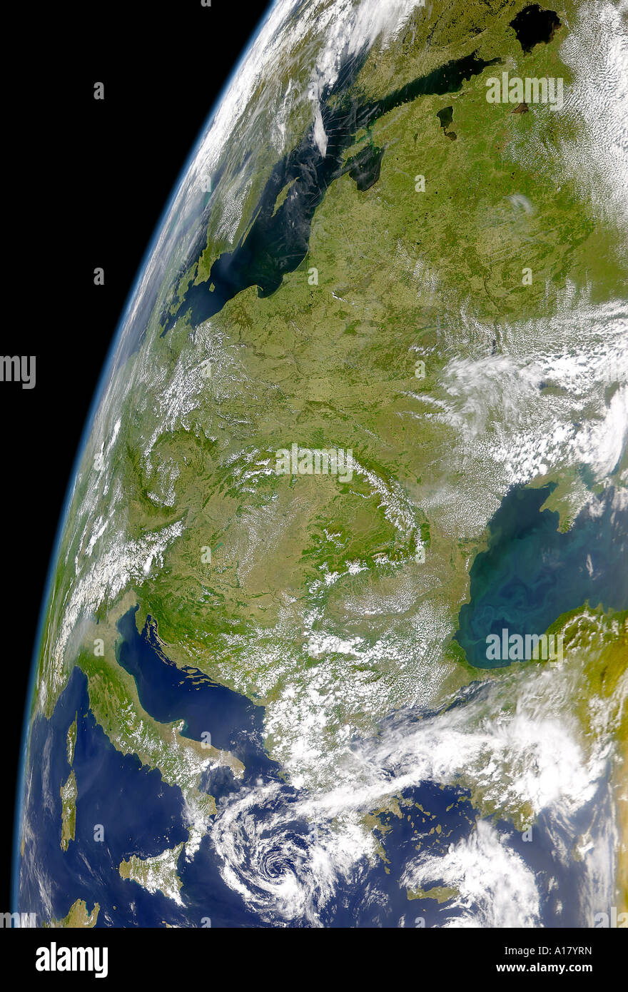 Vue de l'espace de l'Europe de l'Est. Banque D'Images