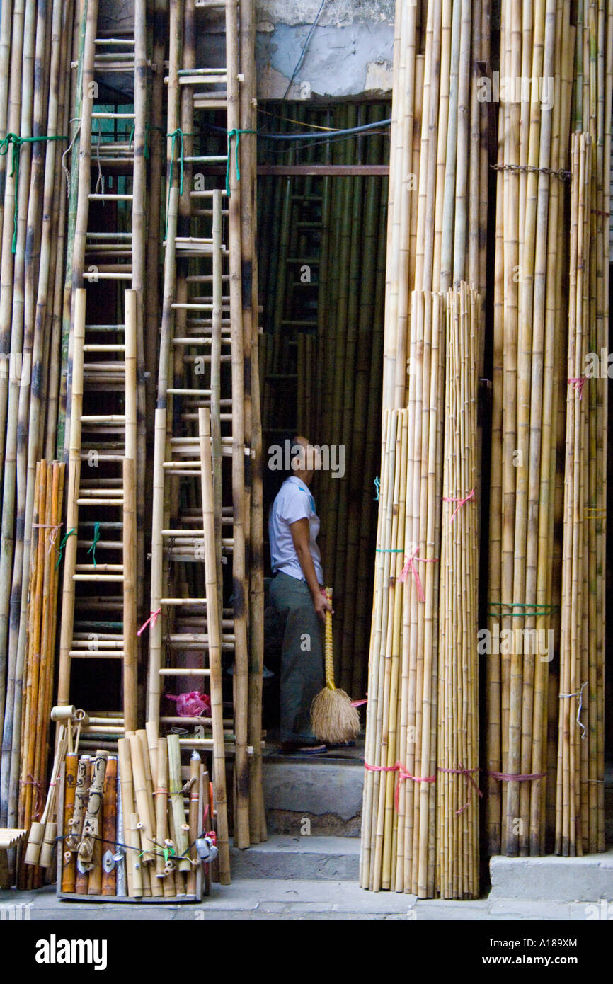 Rue de l'échelle de bambou, vieux quartier de Hanoi Vietnam Magasin Banque D'Images
