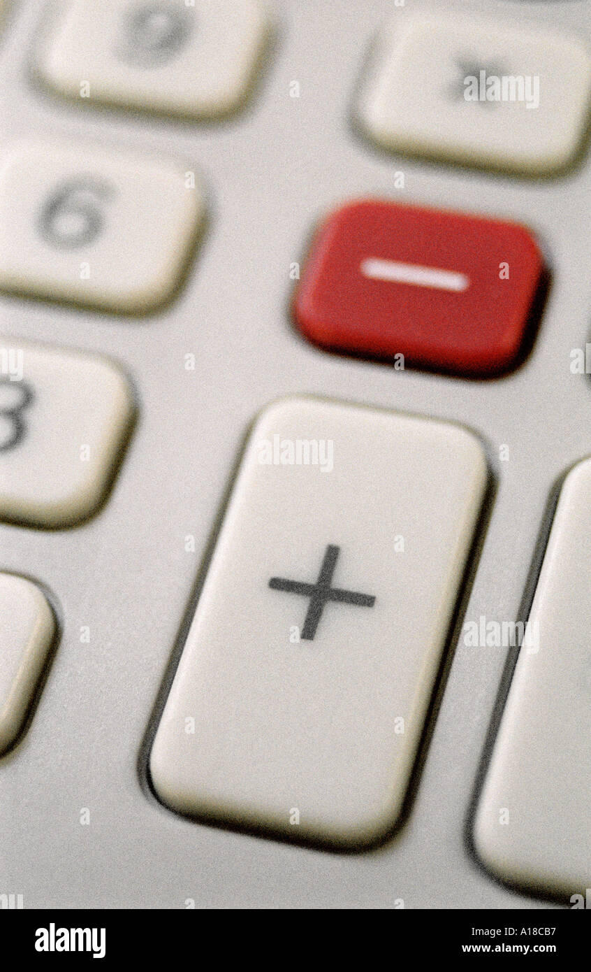 Close up de touches sur calculatrice Banque D'Images