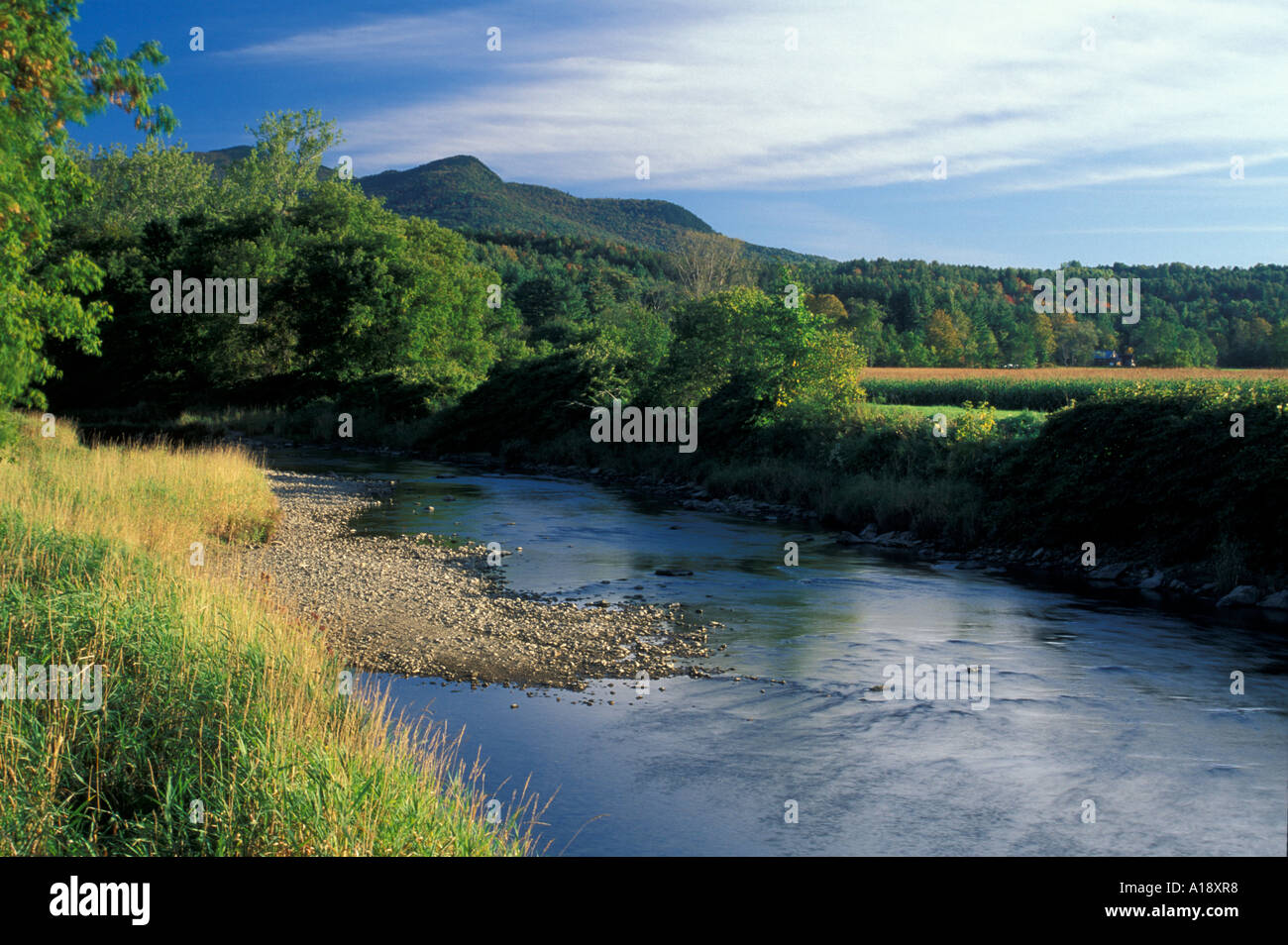 Waitsfield VT Mad River Valley Green Mountains de fermes Mad River Greenway Banque D'Images