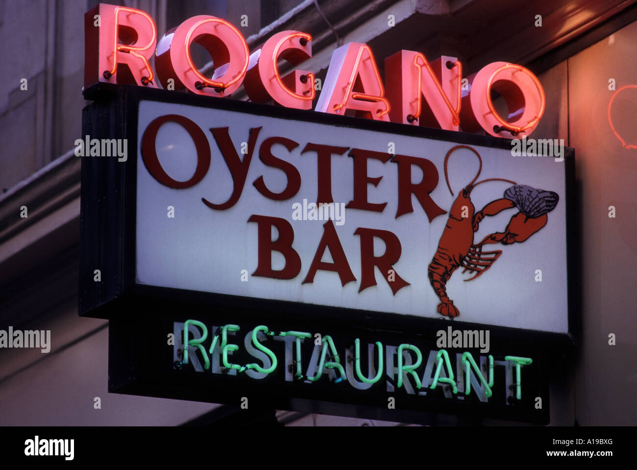 Affiche à l'extérieur de Glasgow Rogano Restaurant et Bar à Huître célèbre pour ses fruits de mer Banque D'Images