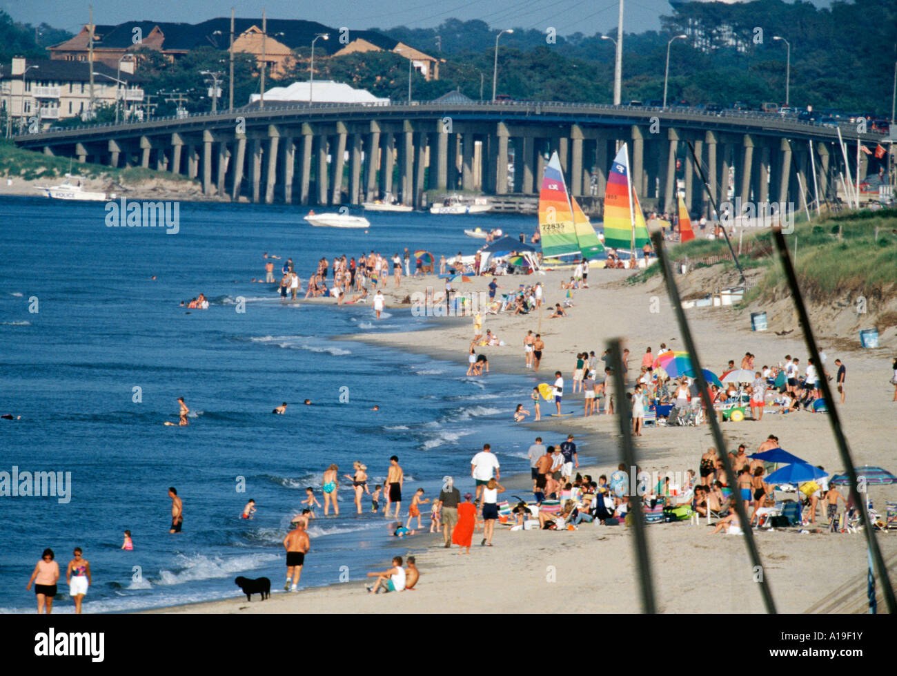 Maison de vacances foule sur la baie de Chesapeake Beach Virginia Beach VA Banque D'Images