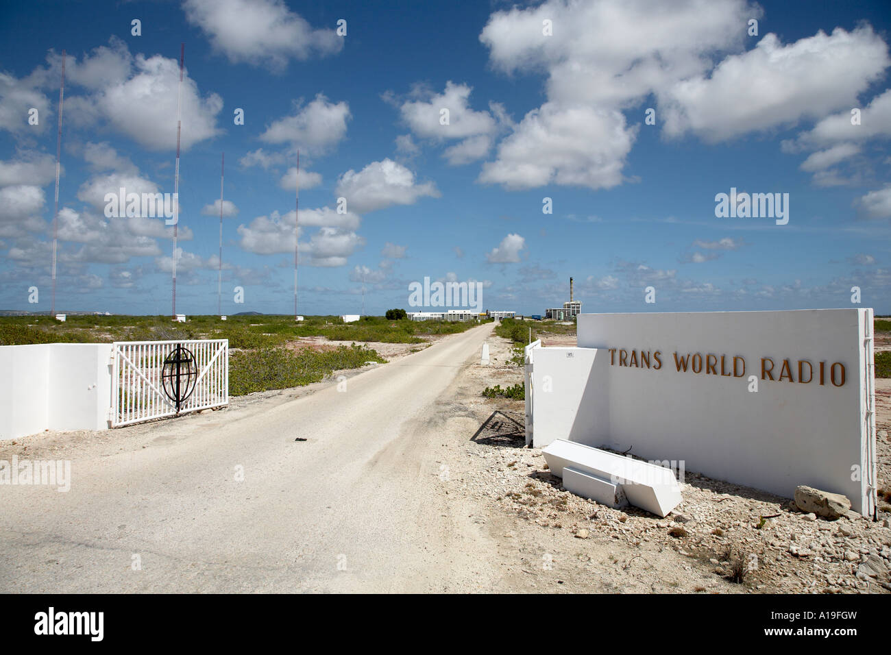 Entrée de la station de Trans World Radio Antilles caraïbes Bonaire Banque D'Images