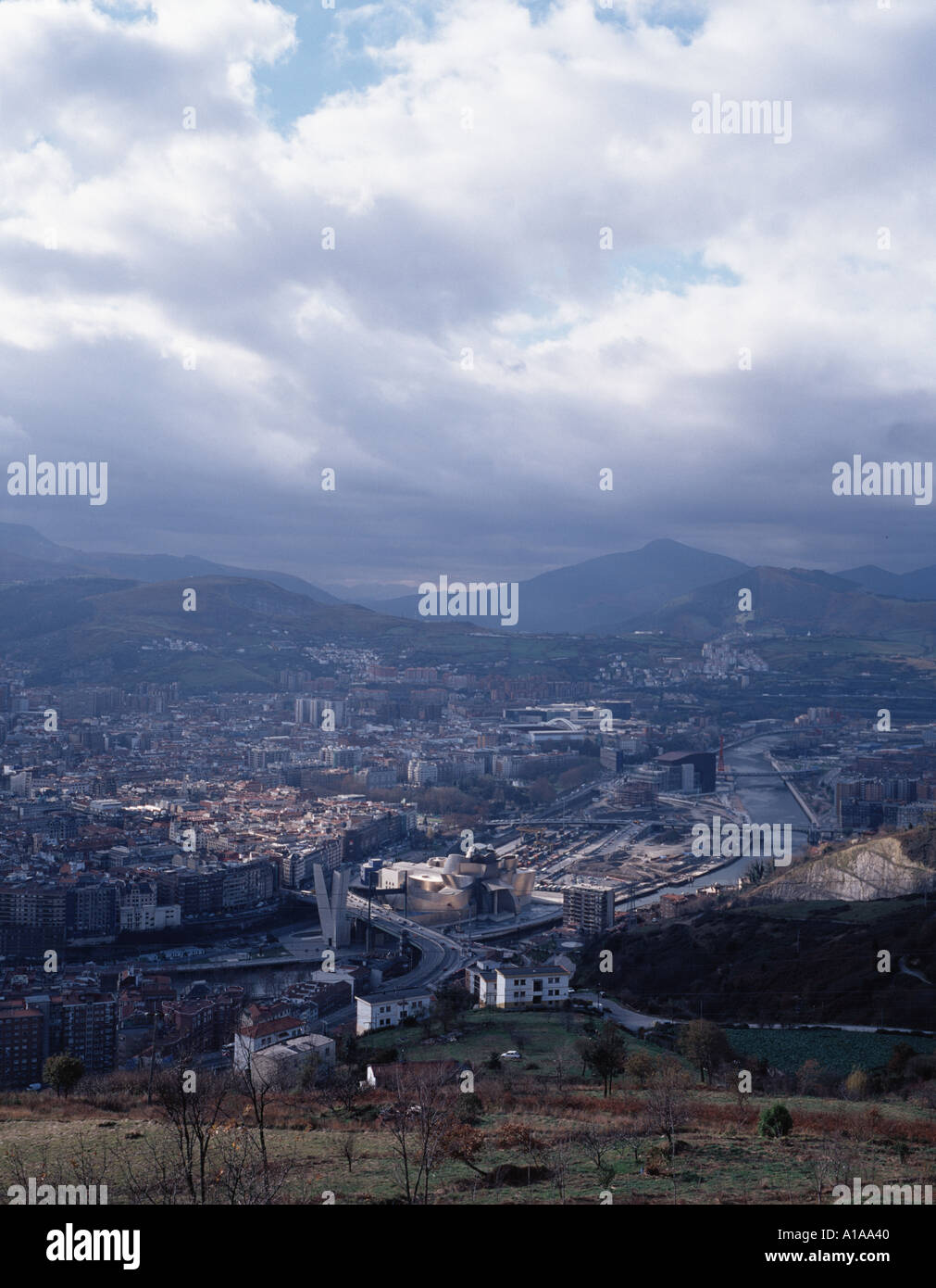 Bilbao Espagne Vue du haut du funiculaire de forme portrait Banque D'Images