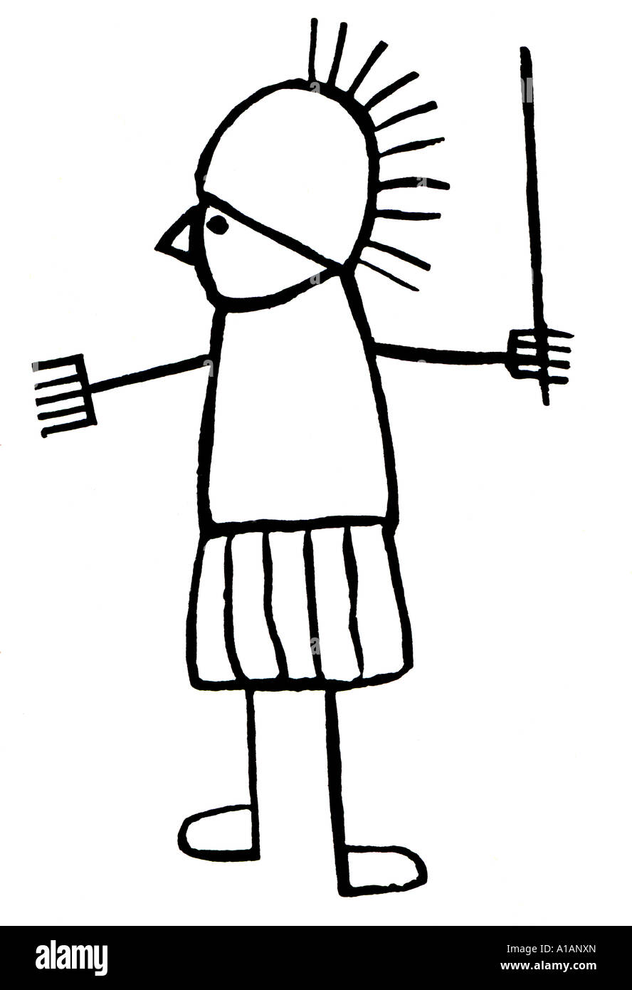 Graffiti de stick figure soldat de Pompéi Banque D'Images