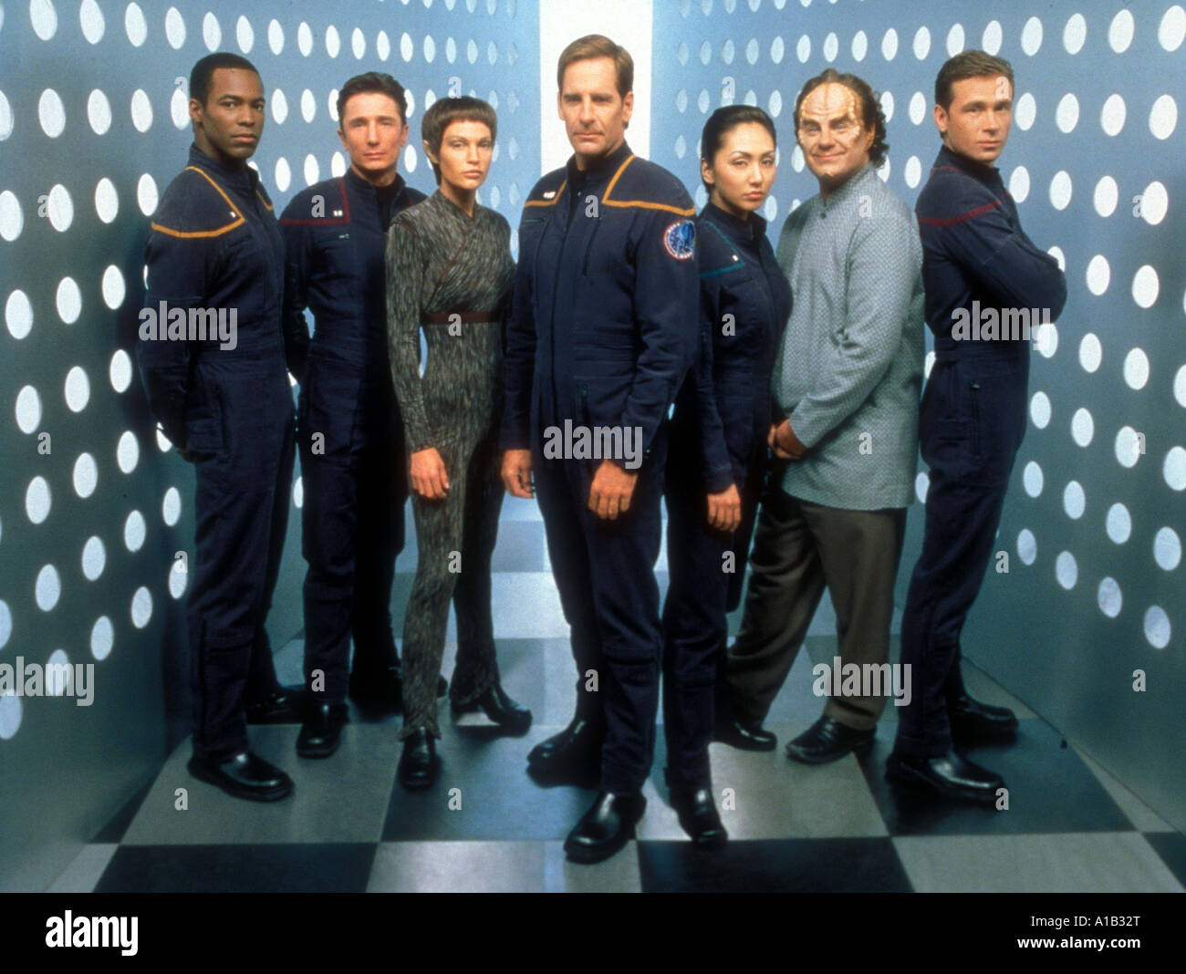 L'année 2001 Star Trek Enterprise LeVar Burton, directeur, Jim Charleston, Scott Bakula Jonathan Archer Montgomery Anthony Travis Maywe Banque D'Images