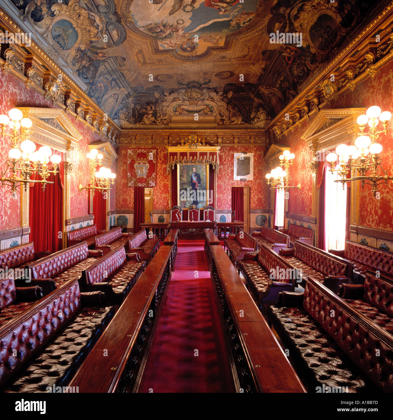 Salle d'assemblée de l'Hôtel de Ville Madrid Espagne Banque D'Images