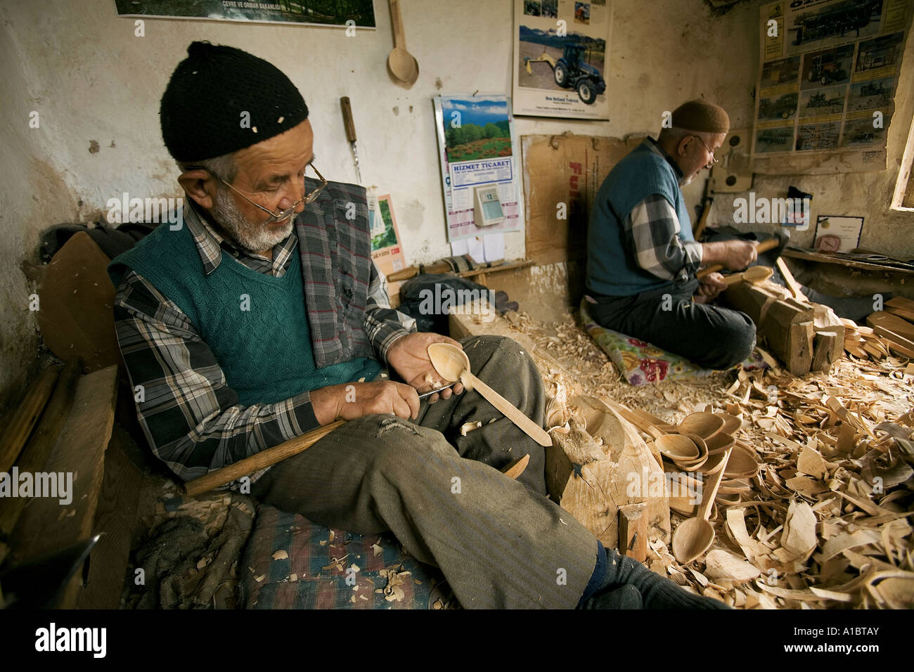 Cuillère en bois traditionnels décideurs en Goynuk Bolu Turquie Banque D'Images