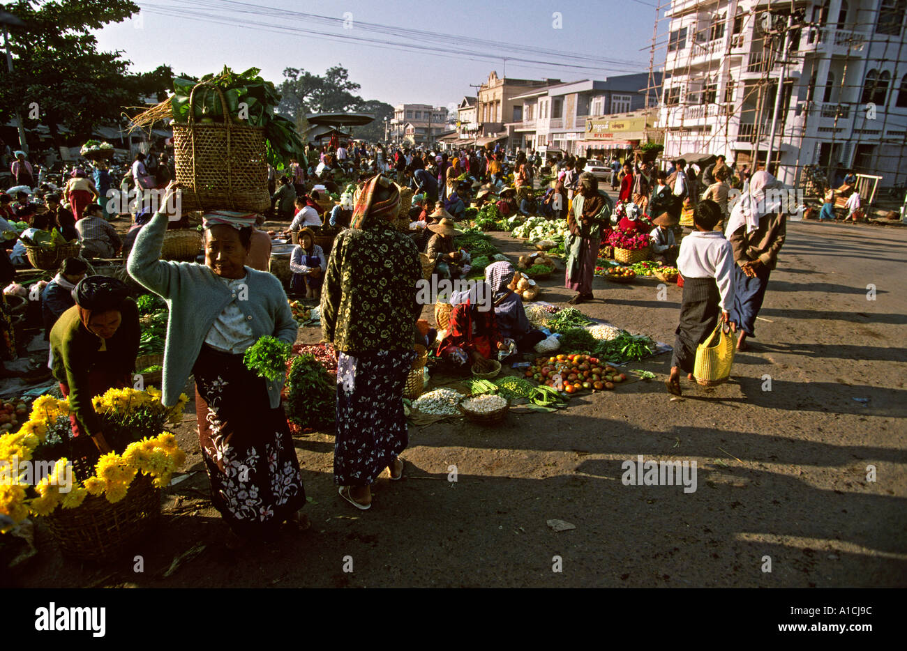 Mandalay Birmanie Myanmar commerce food street market Banque D'Images