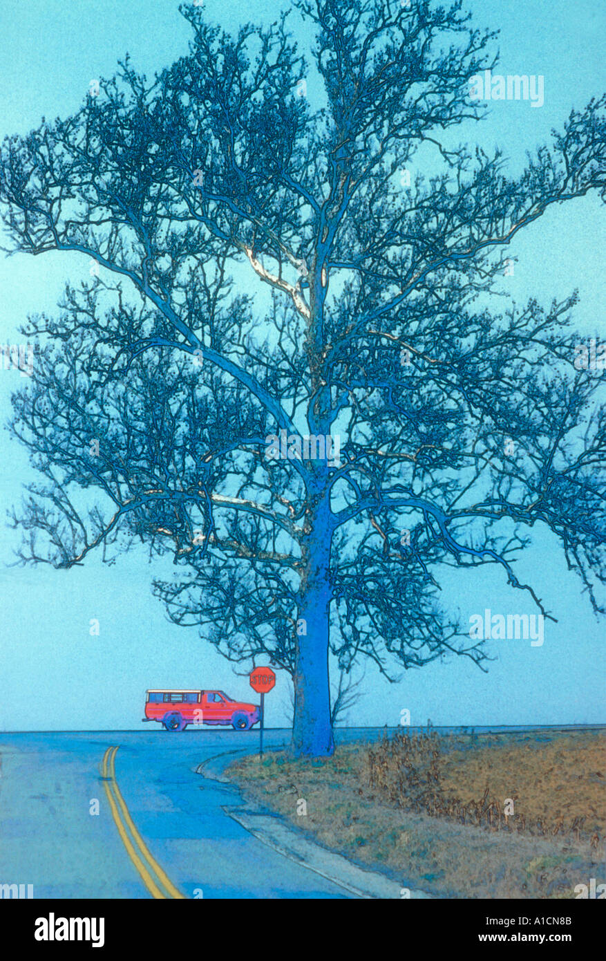 Tree Stop Truck Banque D'Images