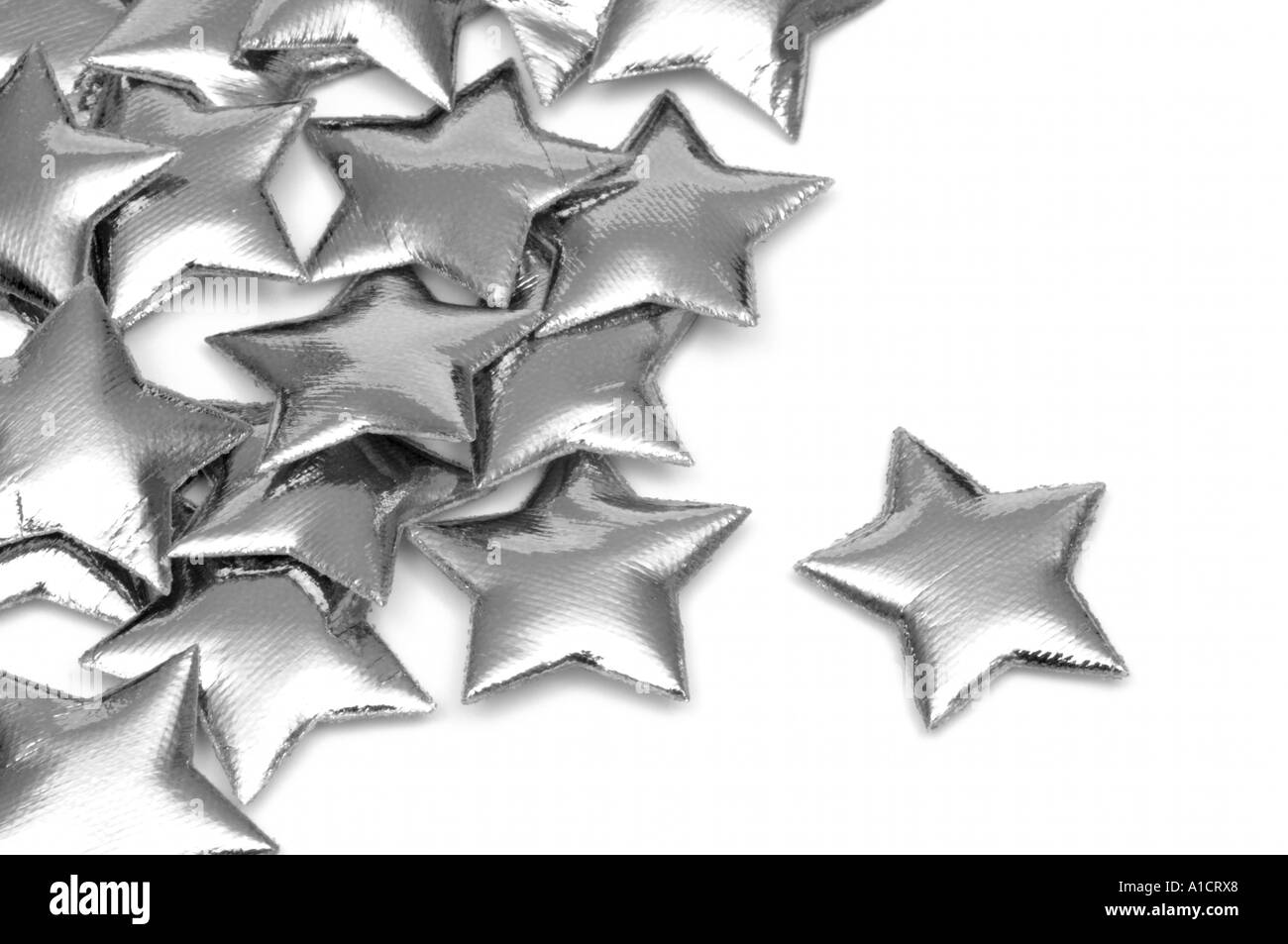 Pile de padded Silver stars Banque D'Images