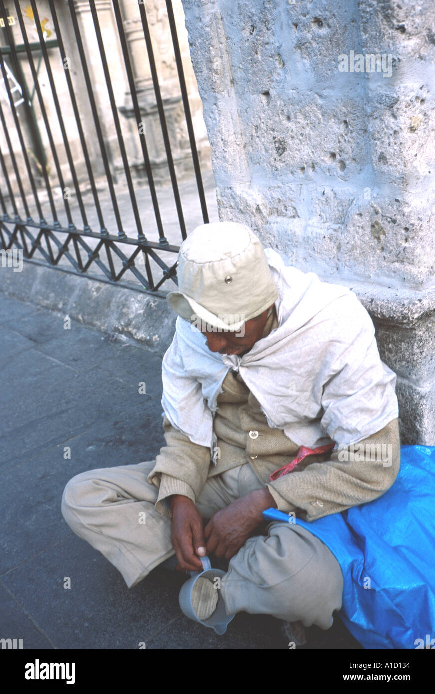 Mendiant dans Arequipa Pérou Amérique du Sud Banque D'Images