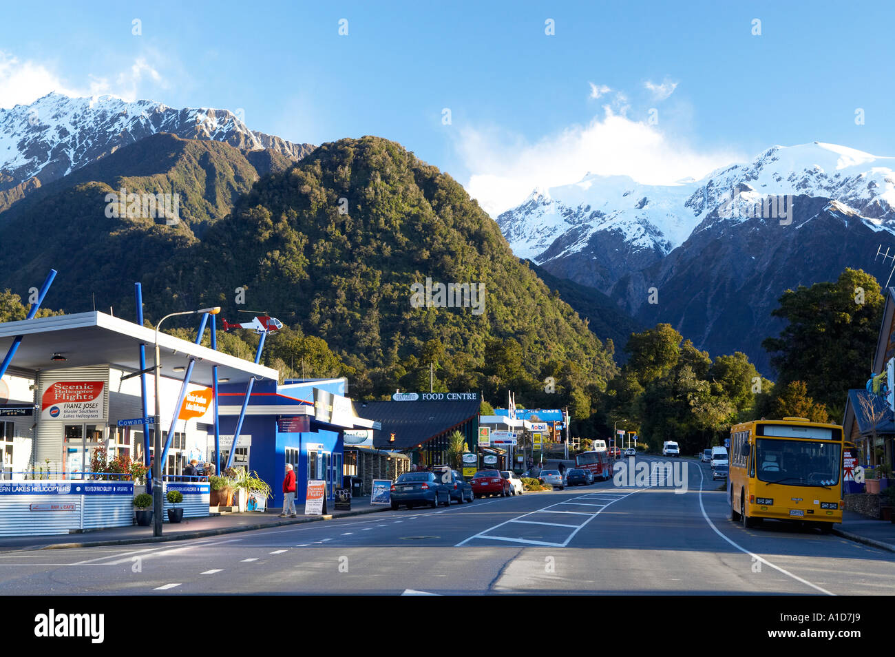 Franz Josef Glacer Township Côte ouest de l'île du Sud Nouvelle-Zélande Banque D'Images