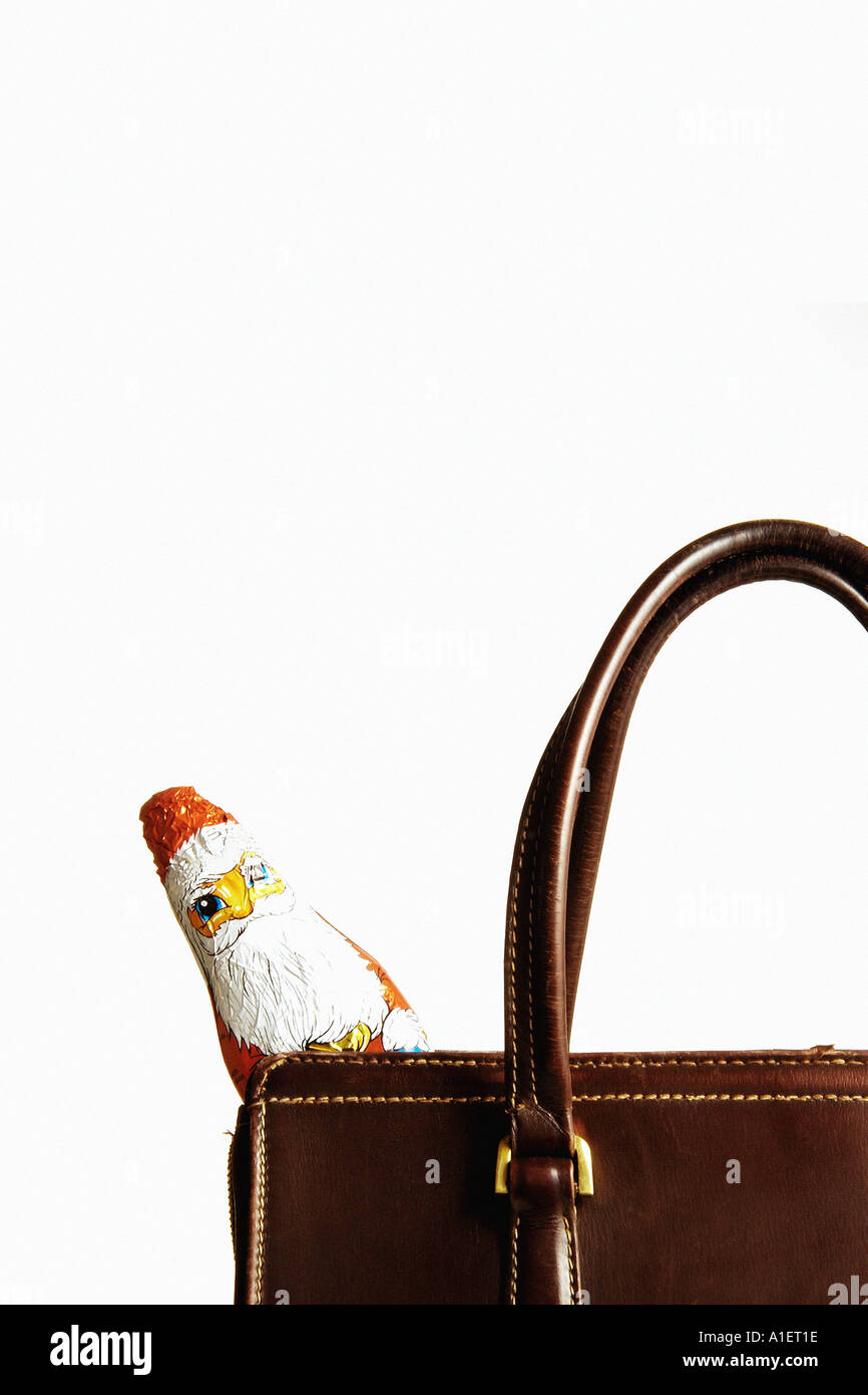 Père Noël en chocolat sac à main Banque D'Images
