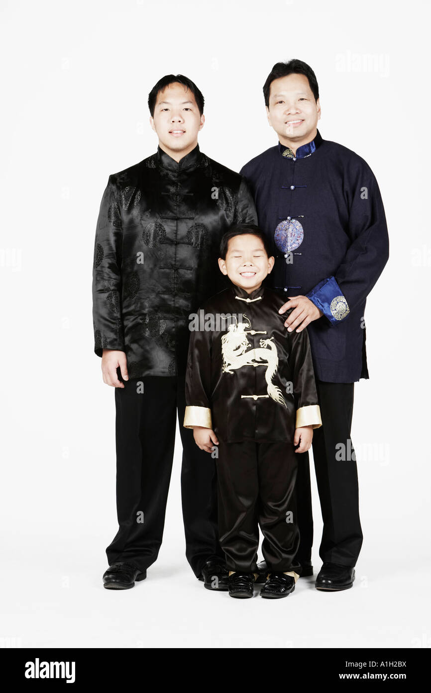 Portrait d'un père et ses deux fils Banque D'Images