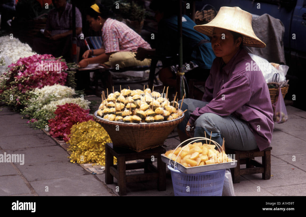 Vendeur Sweetmeat marché Bangkok Banque D'Images