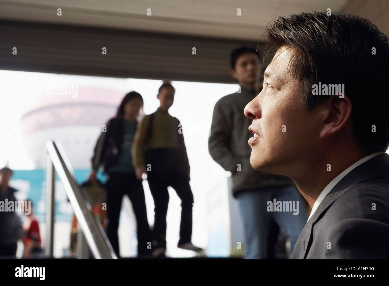 Close-up of a businessman thinking Banque D'Images