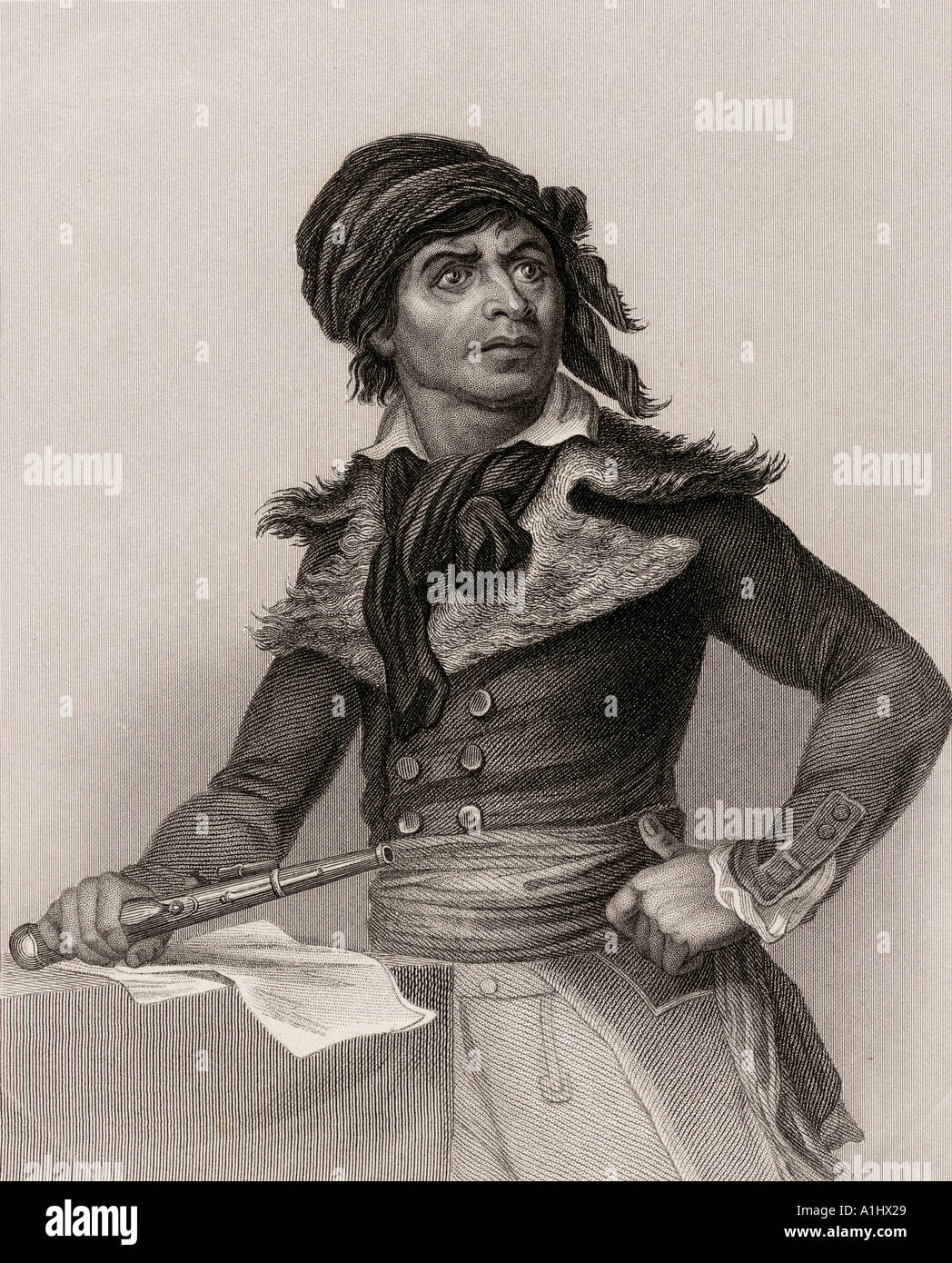 Jean Paul Marat, 1743 - 1793. Théoricien politique français, médecin, scientifique, journaliste et homme politique pendant la Révolution française. Banque D'Images