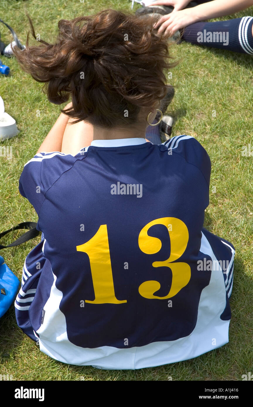L'équipe de soccer féminin se détend avant un match Banque D'Images
