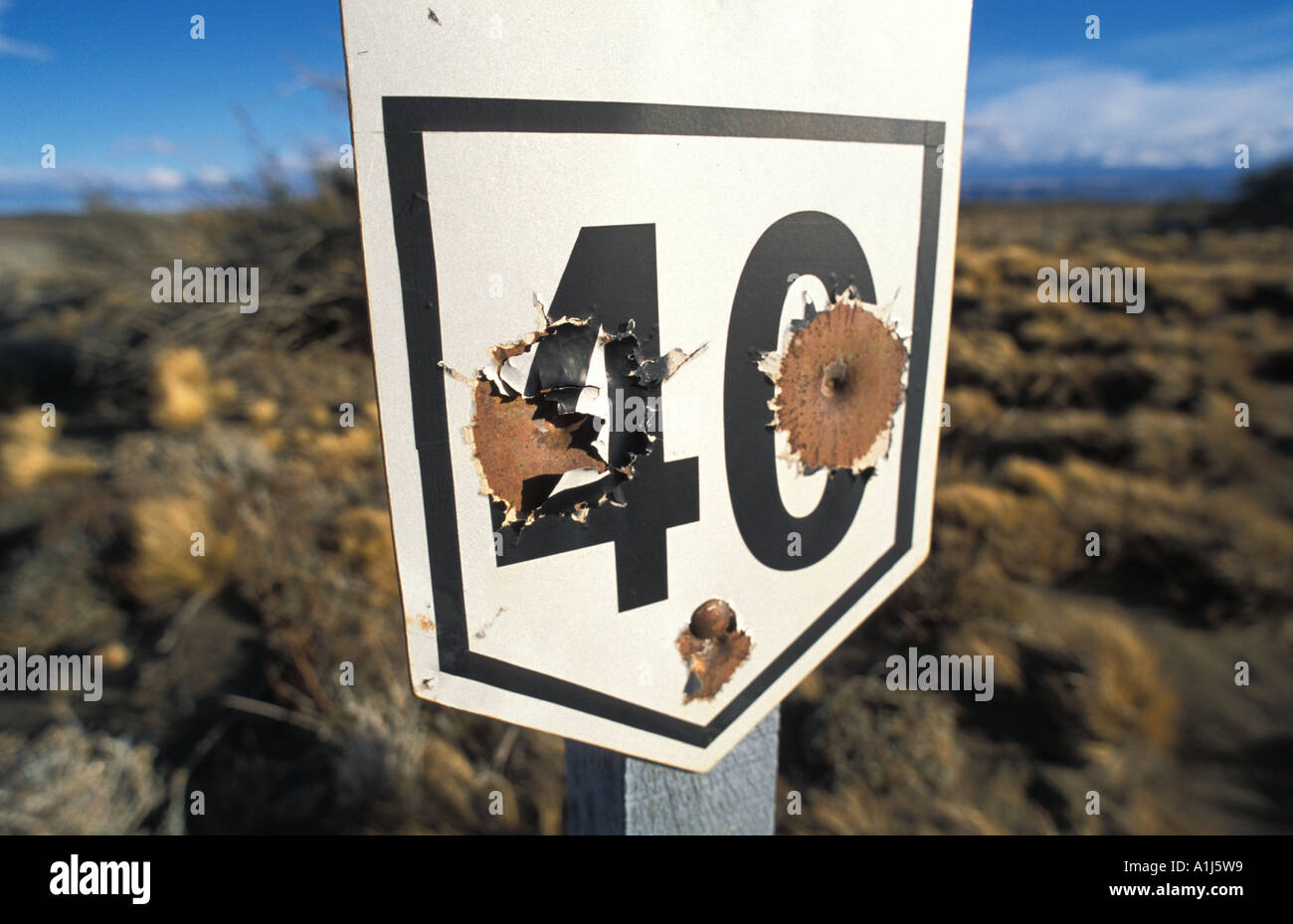 Route 40 Signal, Province de Santa Cruz, Patagonie, Argentine Banque D'Images