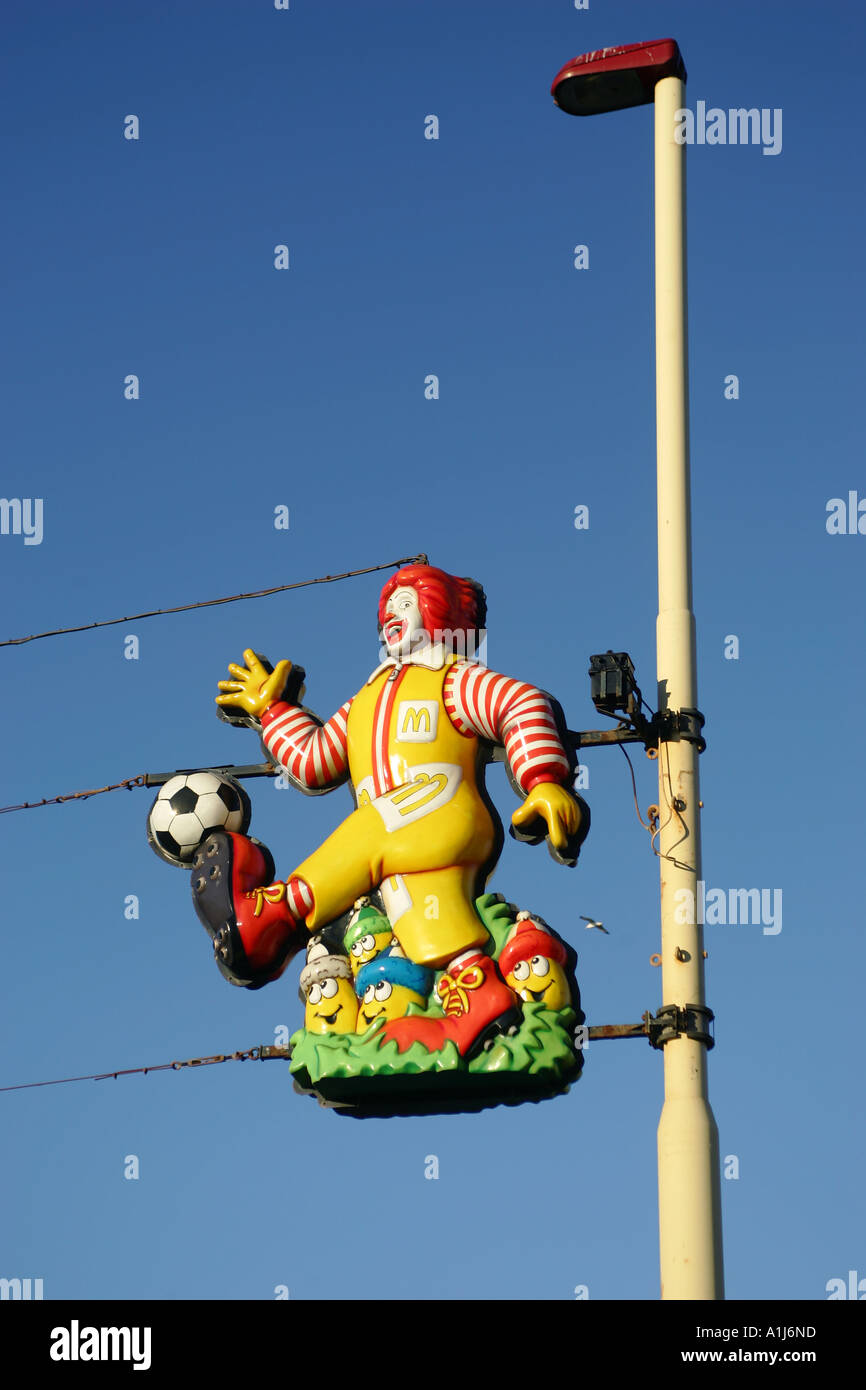 Caractère de Ronald McDonald, Blackpool, Lancashire Banque D'Images