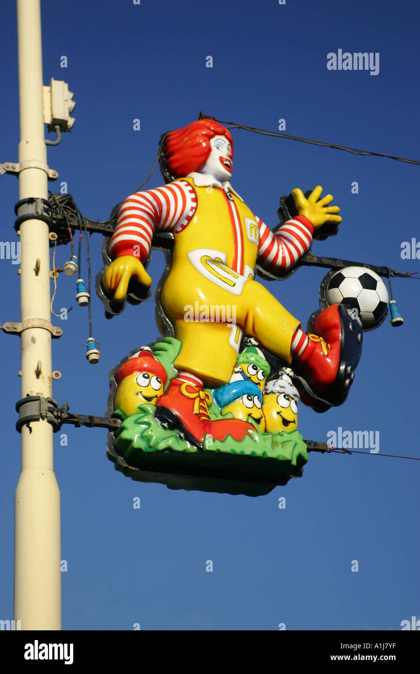 Caractère de Ronald McDonald, Blackpool, Lancashire Banque D'Images
