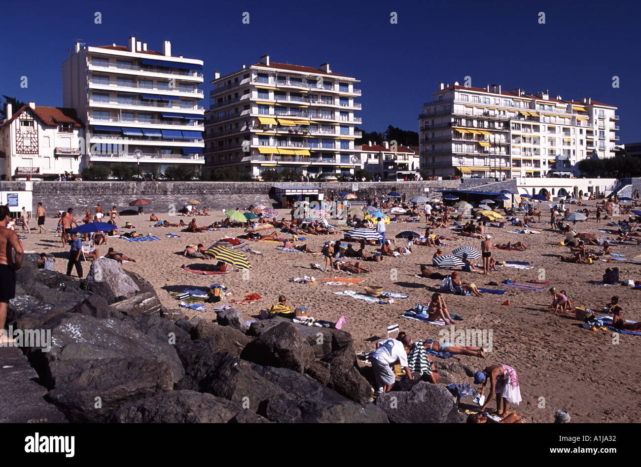 St Jean de Luz la plage Côte Atlantique France Banque D'Images