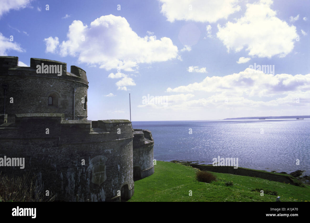 St Mawes château et voir Cornwall UK Banque D'Images