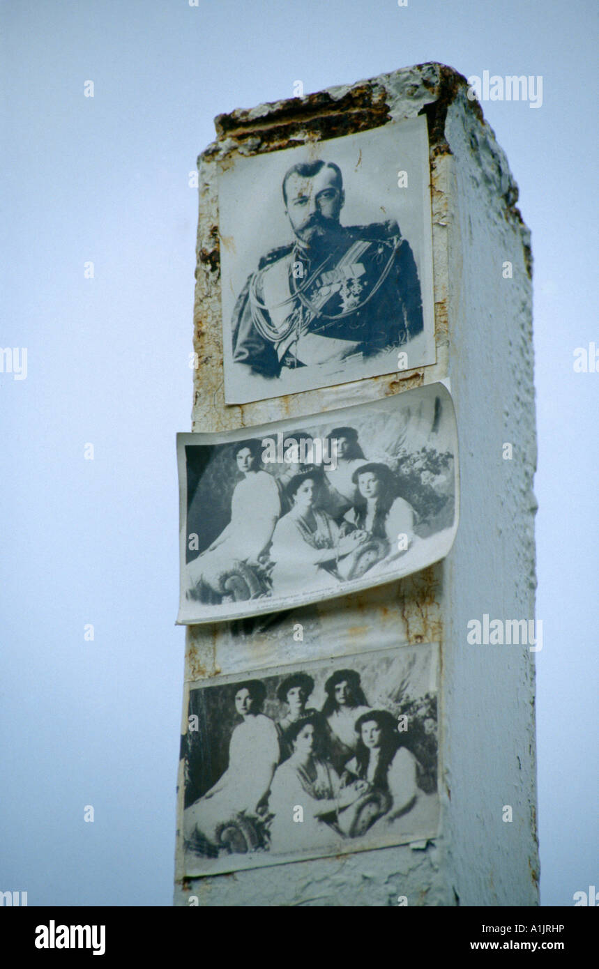 Ekaterinberg Russie Memorial pour les Portraits de tsar assassinés de la famille de tsar Tsar Nicholas Romanov et famille Banque D'Images
