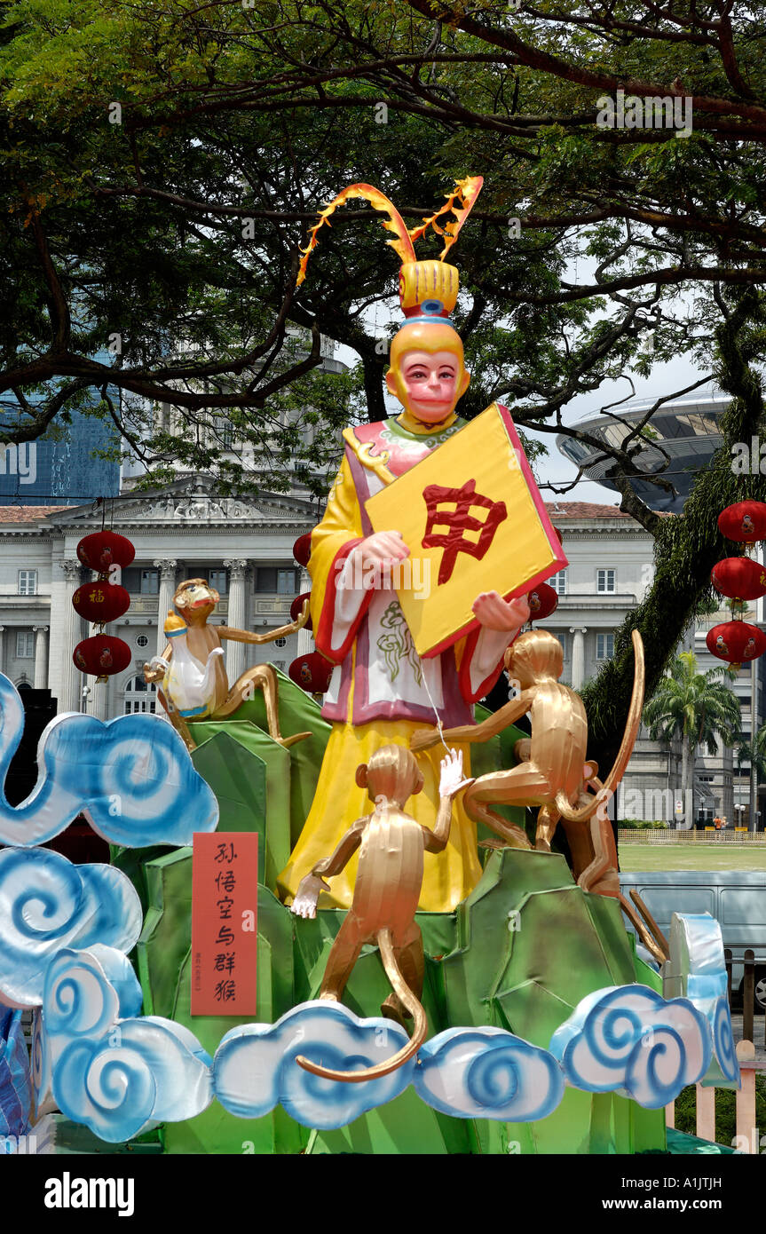 Représentant l'année du singe Banque D'Images