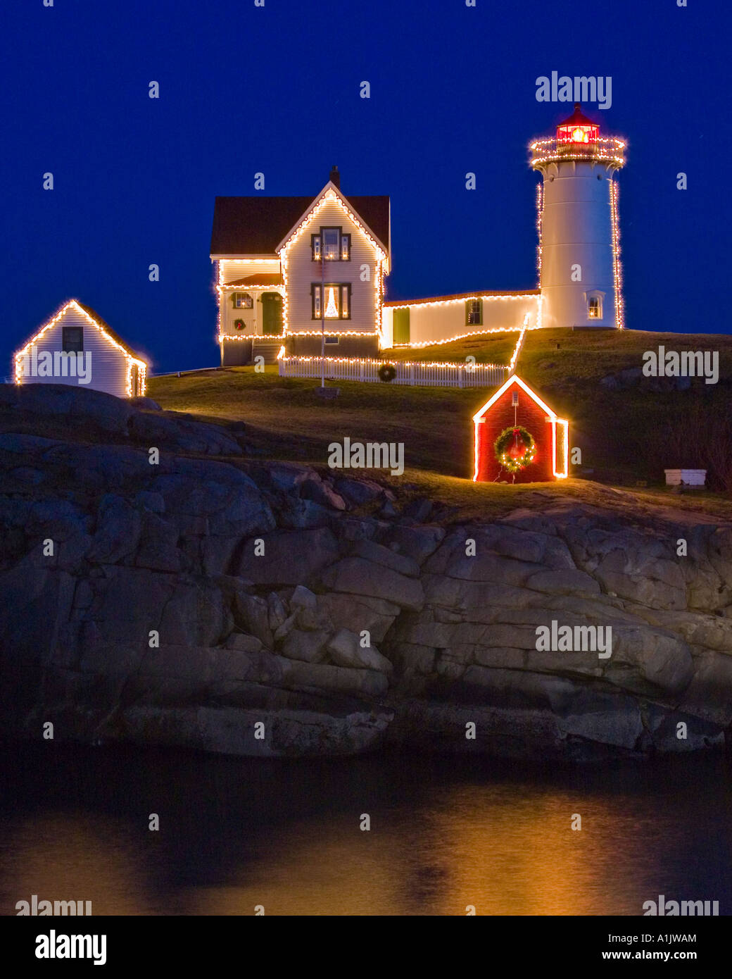 Phare de Nubble, York Maine Banque D'Images Phare de Nubble, York Maine Banque D'Images