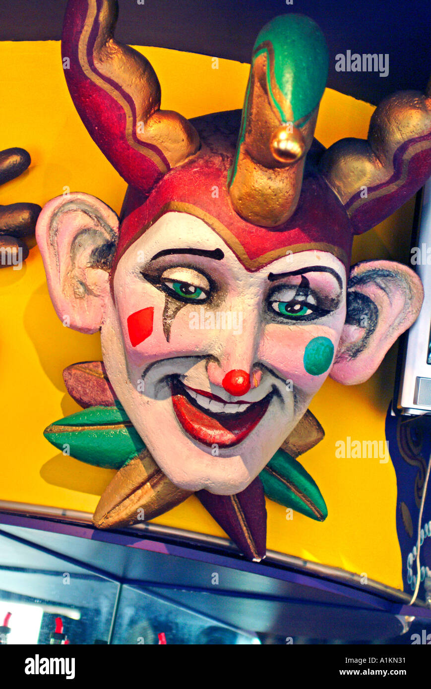 Close up de fou du masque de visage à La Nouvelle-Orléans Banque D'Images