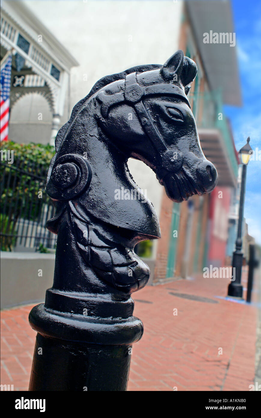 Cheval de fer hitching post Banque D'Images