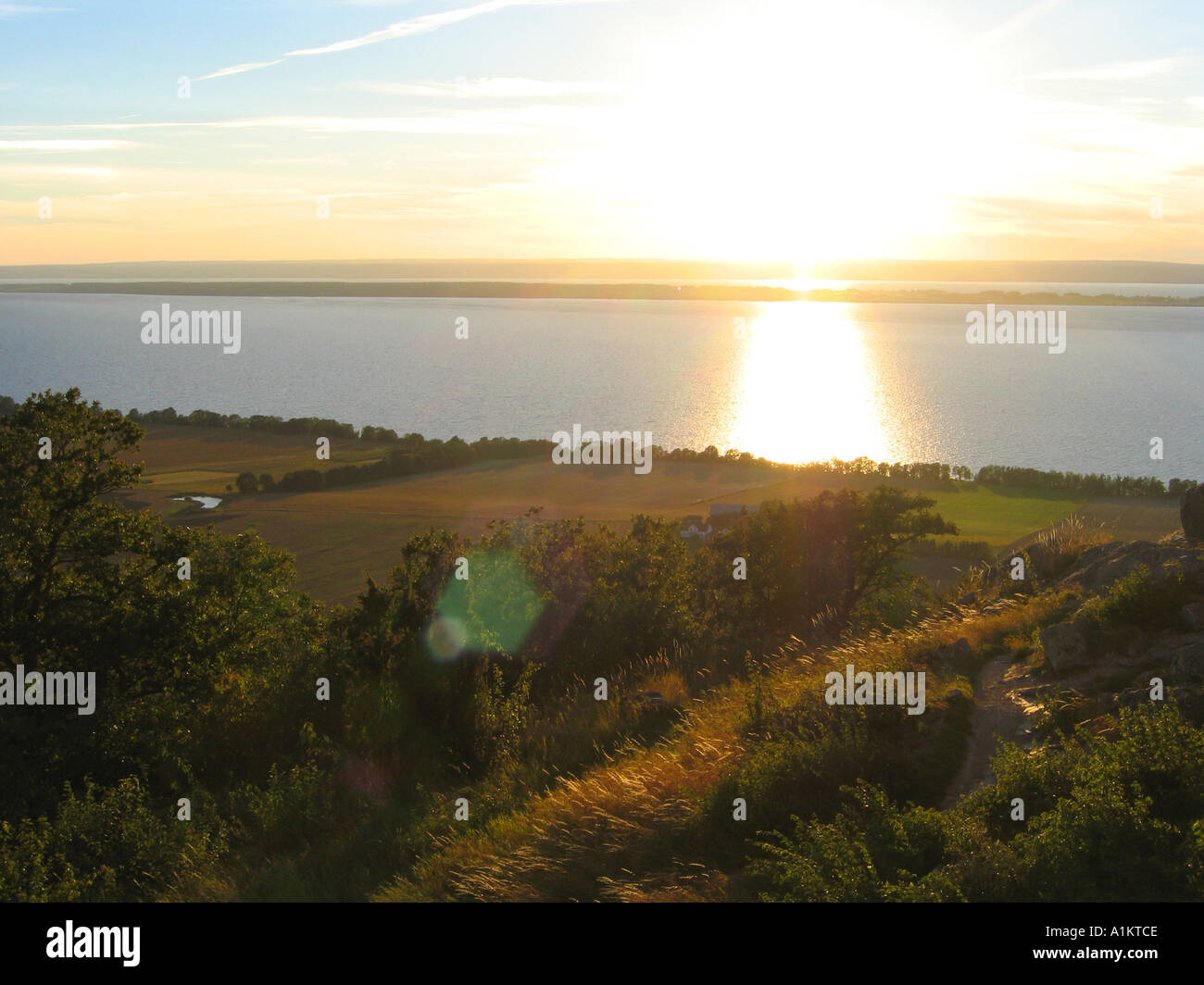 Coucher de soleil sur le lac Vättern Gränna proche de la Suède Banque D'Images