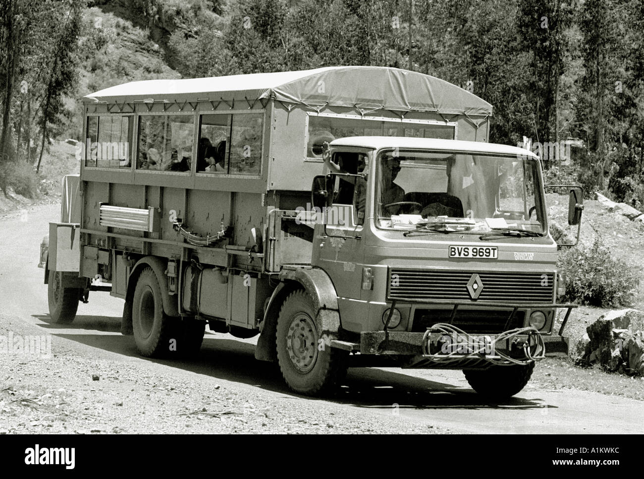 Andes Pérou 1985 transport touristique expédition à l'étranger Banque D'Images
