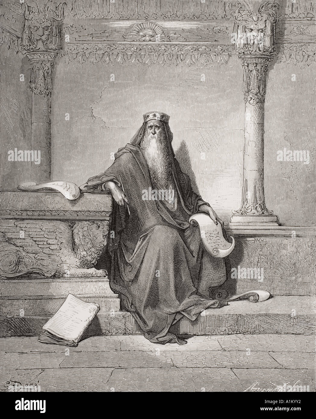 Gravure de la Dore illustrant la Bible Proverbes i 1. Salomon par Gustave Dore, 1832 - 1883. Artiste et illustrateur français Banque D'Images