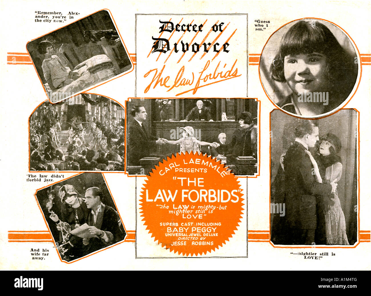 La Loi interdit la publicité pour le flyer 1924 Film sur le divorce et la puissance de l'amour pour surmonter tous les Banque D'Images