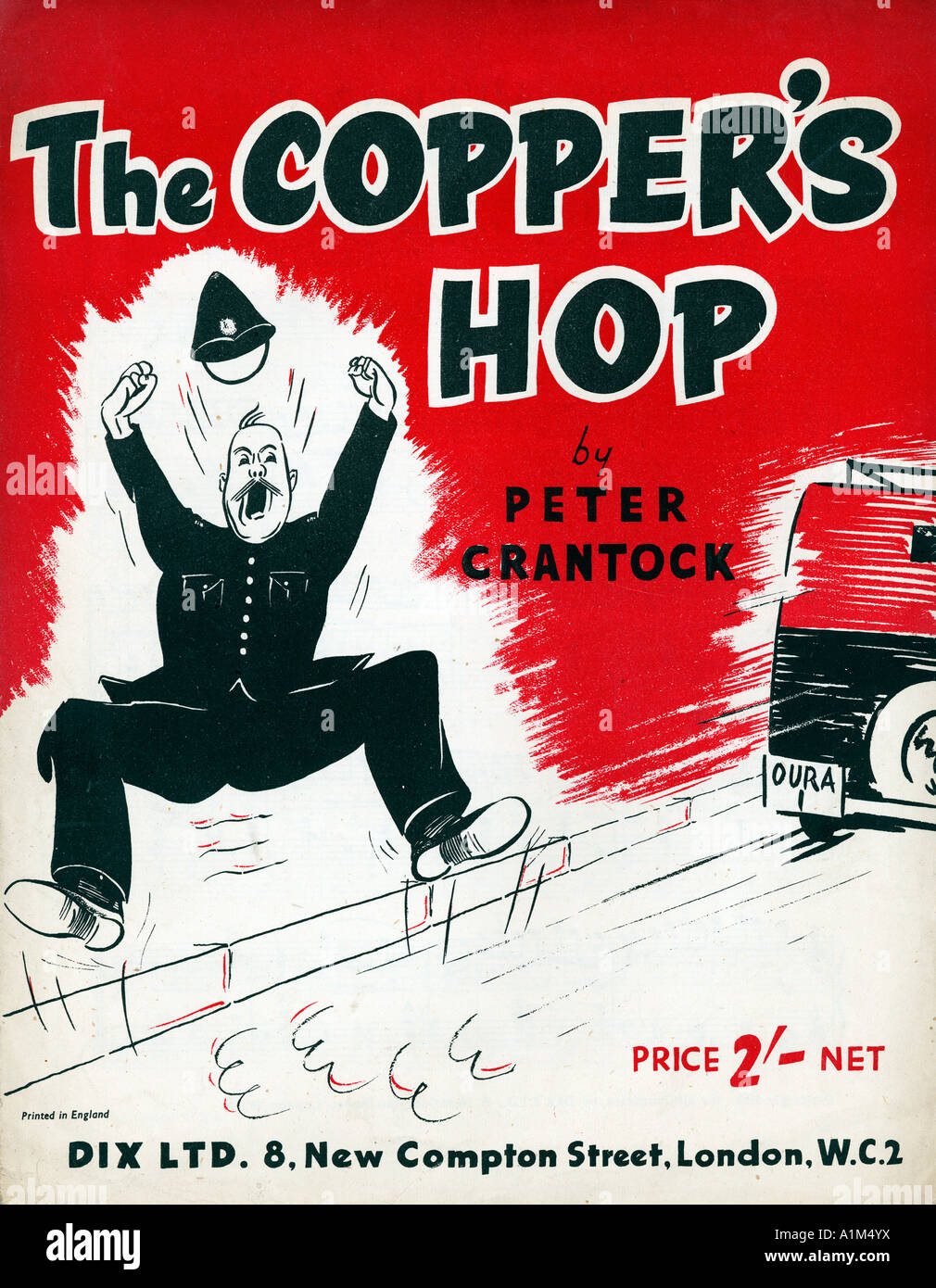 Les Coppers Hop 1940 feuille de musique pour couvrir une chanson humoristique sur les tribulations d'un policier en devoir de trafic Banque D'Images