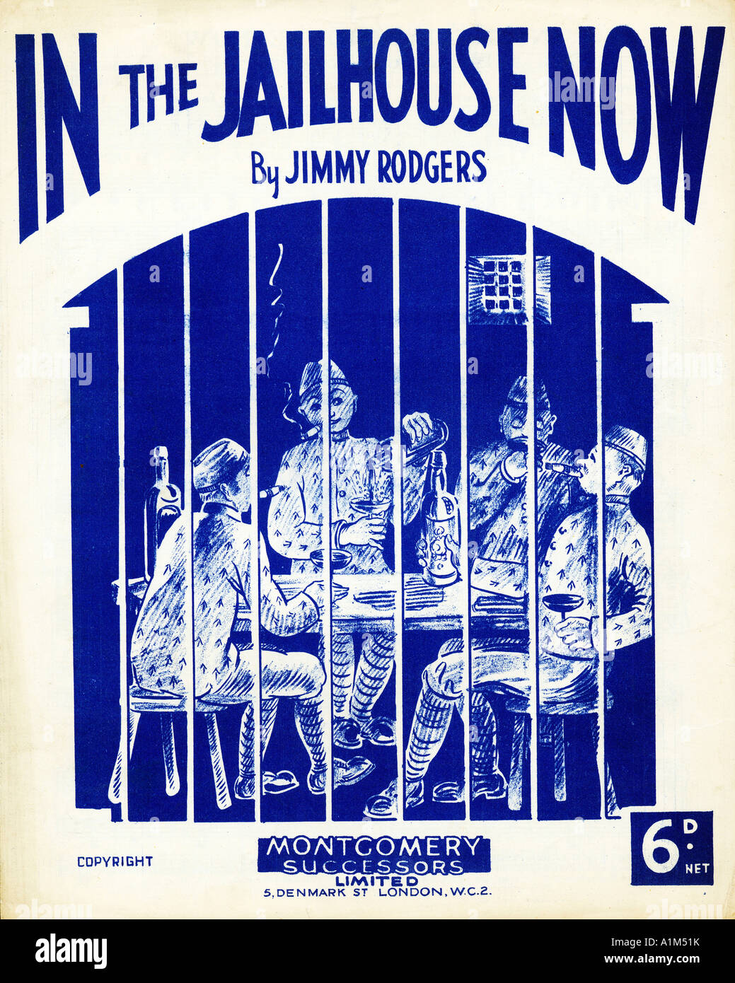 Dans le Jailhouse Now 1931 feuille de musique pour couvrir une chanson humoristique sur le cushy plaisirs d'un sort à l'intérieur Banque D'Images