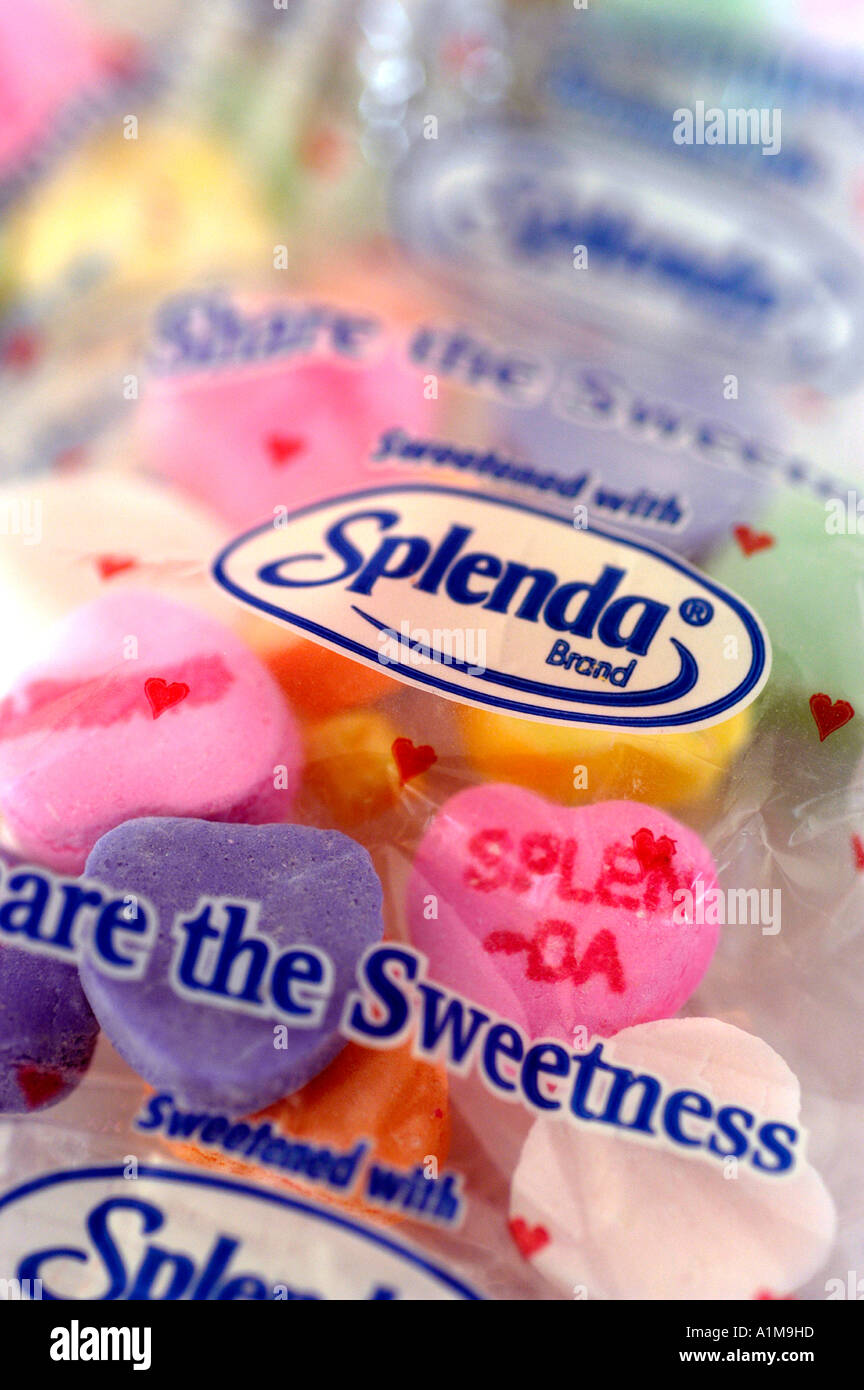 Candy hearts faite avec édulcorant artificiel sucralose Splenda Banque D'Images