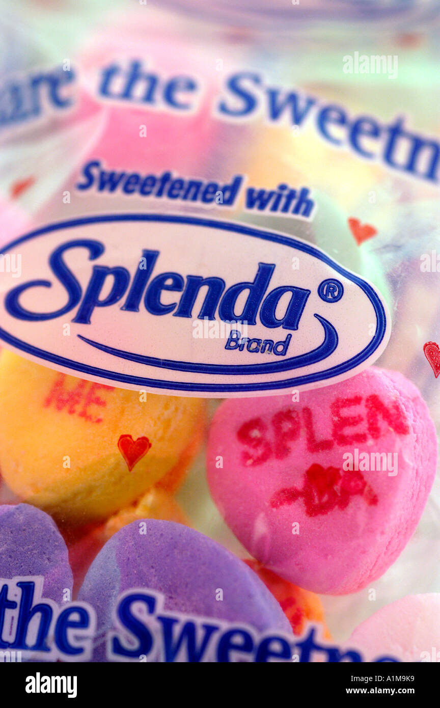 Candy hearts faite avec édulcorant artificiel sucralose Splenda Banque D'Images