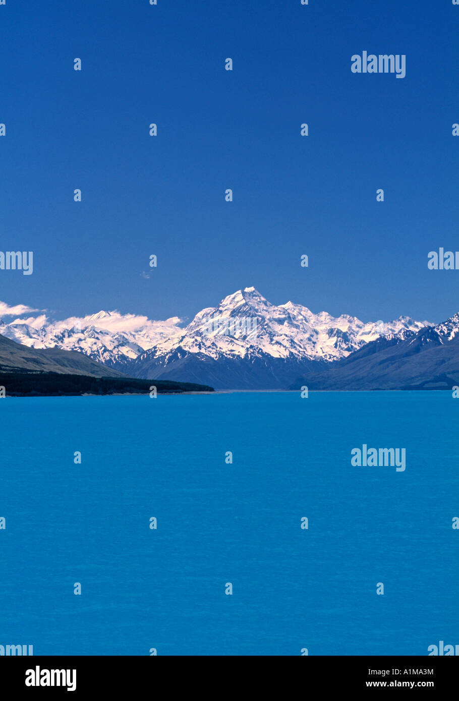 Mt. Cook et le Lac Pukaki, île du Sud, Nouvelle-Zélande Banque D'Images