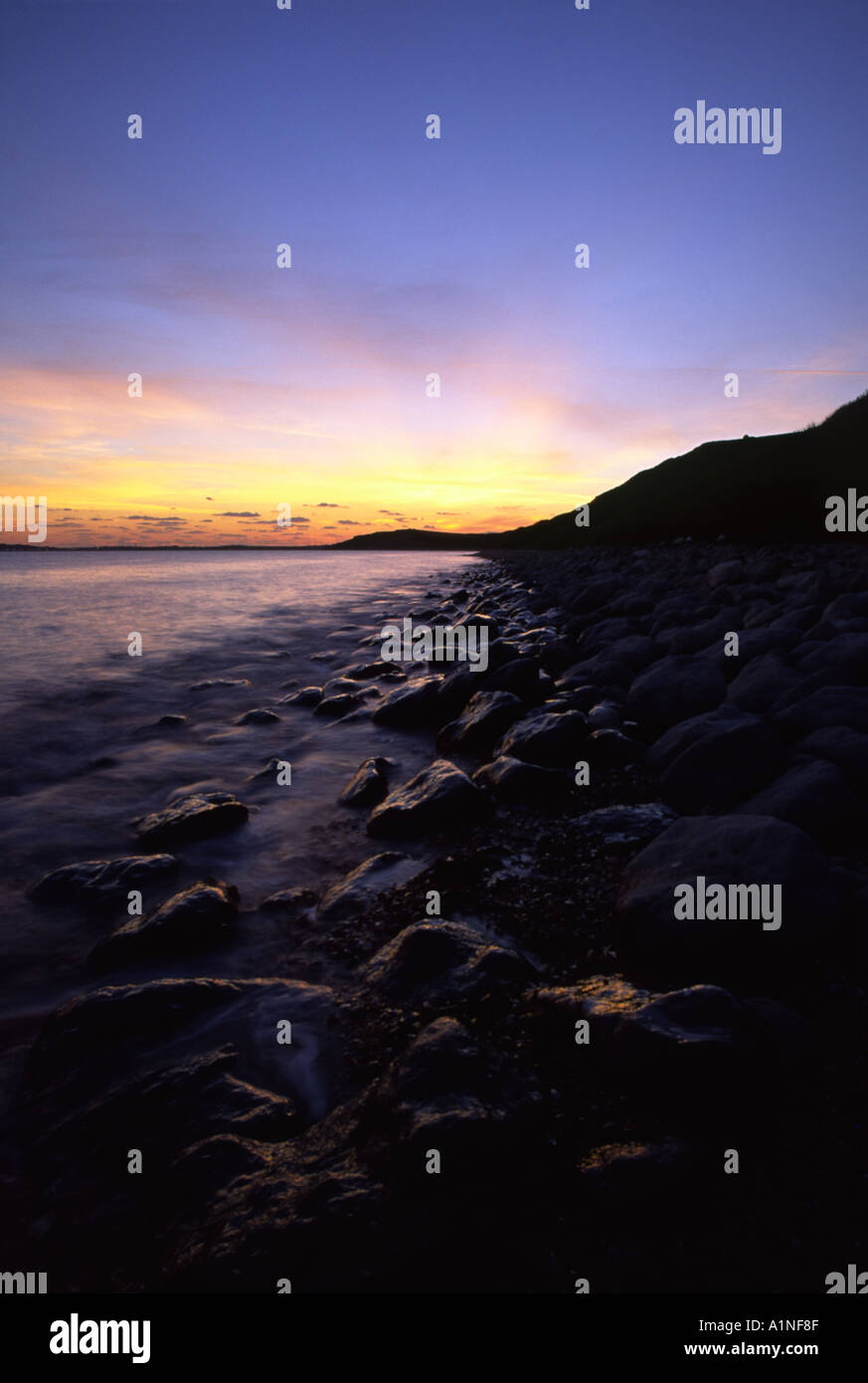 Dorset Coast Coucher du soleil à Osmington Mills England UK Banque D'Images