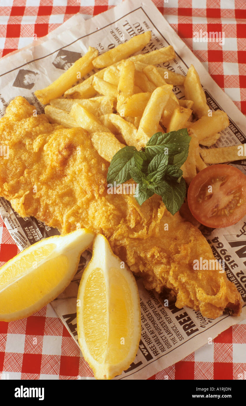 Fish and chips la cuisine britannique traditionnelle Banque D'Images