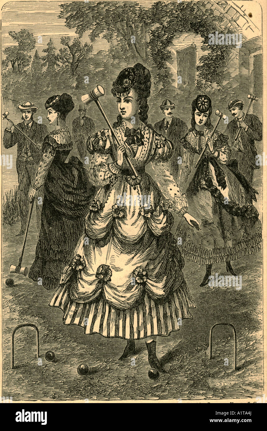 La Reine de croquet, une plaque de Croquet par Captain Mayne Reid, New York 1869 Banque D'Images